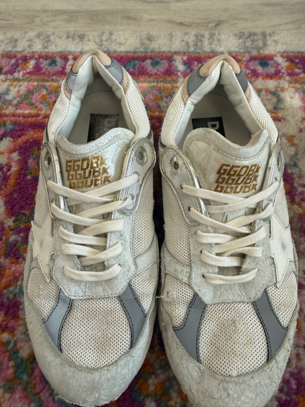 Golden Goose White and Gray Dad-Style Star Sneakers - Picture 4 of 10